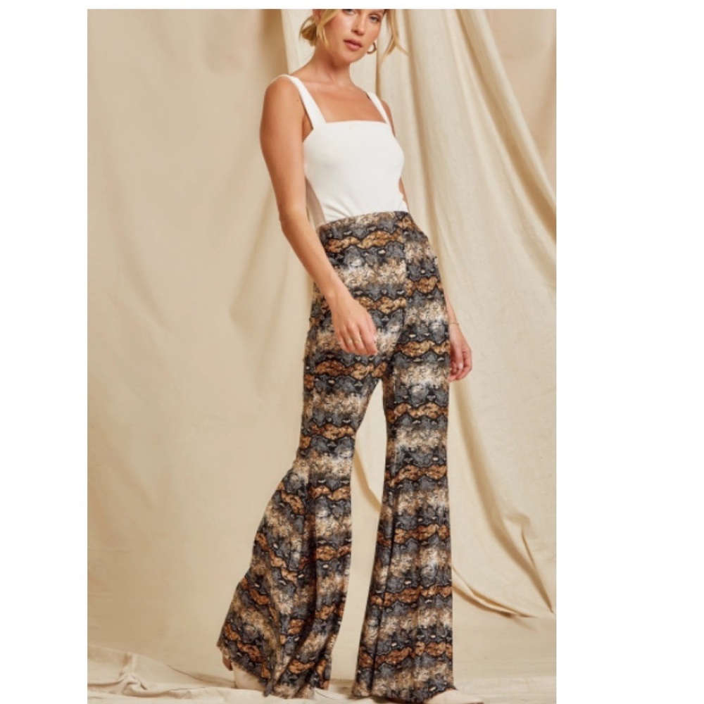 Flared Snakeskin Leggings